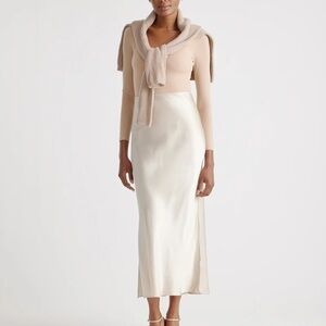 Quince XS Champagne Elastic Washable Silk Maxi Skirt
